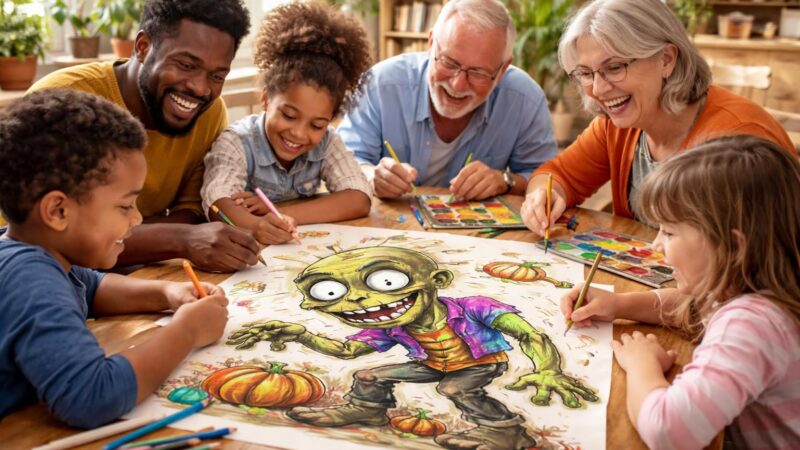découvrez un guide ludique pour colorier un zombie amusant en famille, parfait pour partager un moment créatif et convivial avec enfants et adultes.