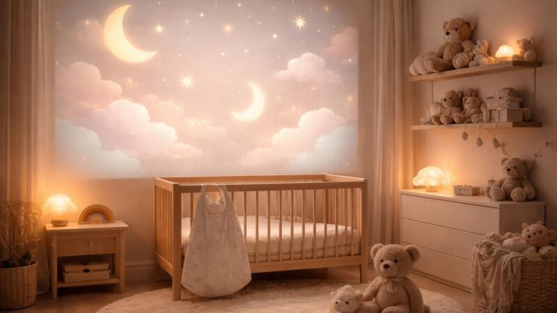 découvrez comment transformer un mur de la chambre de bébé en veilleuse grâce à un écran de projection pour une ambiance douce et apaisante.
