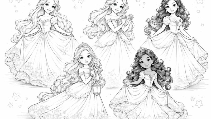 découvrez des princesses à colorier et à imprimer, parfaites pour stimuler la créativité et l'imagination des tout-petits tout en s'amusant.