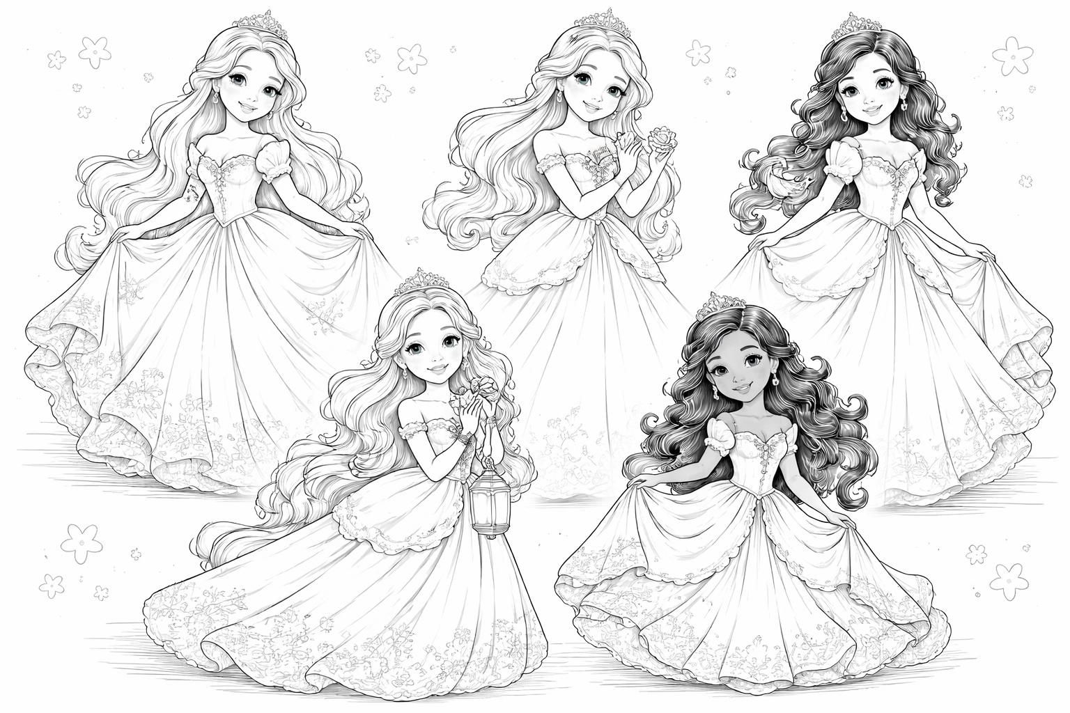 découvrez des princesses à colorier et à imprimer, parfaites pour stimuler la créativité et l'imagination des tout-petits tout en s'amusant.