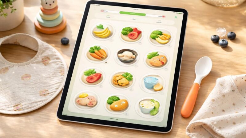 découvrez des menus adaptés à chaque âge pour la diversification alimentaire de votre bébé, spécialement conçus pour une consultation facile sur ipad air.