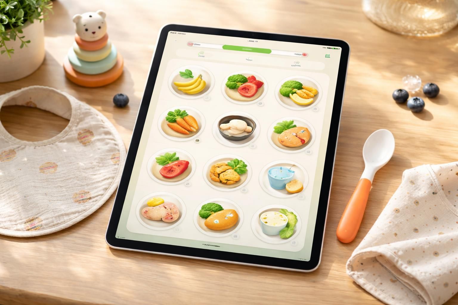 découvrez des menus adaptés à chaque âge pour la diversification alimentaire de votre bébé, spécialement conçus pour une consultation facile sur ipad air.