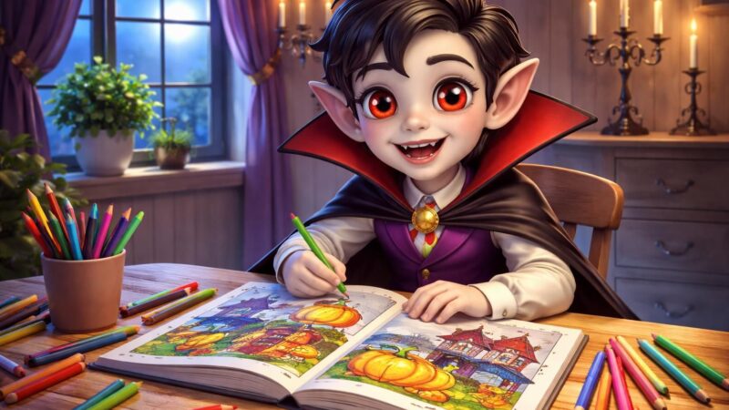 découvrez le coloriage d'un vampire, une méthode ludique et originale pour apprendre les couleurs en s'amusant.