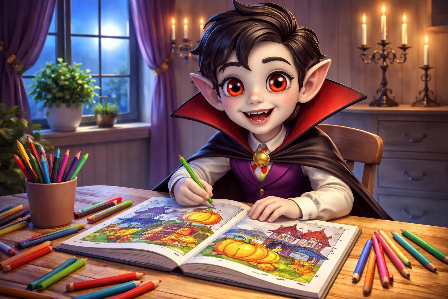 découvrez le coloriage d'un vampire, une méthode ludique et originale pour apprendre les couleurs en s'amusant.