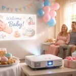 Baby shower du bébé : diaporama projeté avec vidéoprojecteur Epson