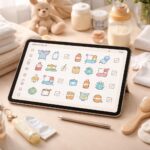 Valise maternité de son bébé : check-list sur tablette Samsung Galaxy
